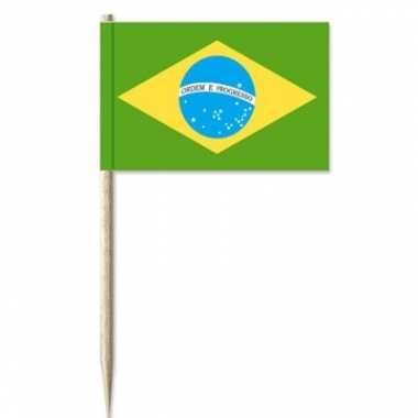 Braziliaanse 50x cocktailprikkers brazili? 8 cm vlaggetje landen deco