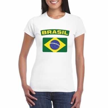 Braziliaanse vlag shirt wit dames