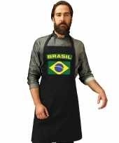 Braziliaanse brazilie vlag barbecueschort keukenschort zwart volwassenen