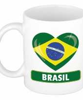 Braziliaanse vlag hartje koffiemok 300 ml