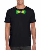 Braziliaanse zwart t shirt met brazilie vlag strikje heren
